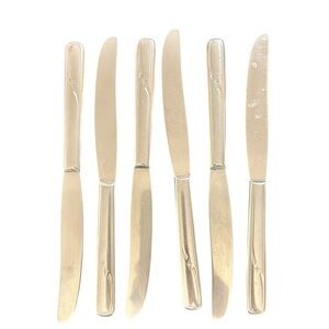 Six Vintage Atomic Star MCM Flatware Dinner Knives USA Stainless